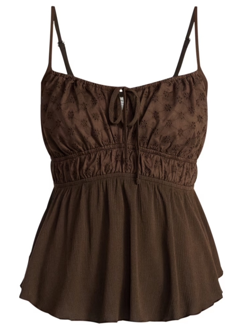 No Boundaries Eyelet Tie Front Cami - Picture 1 of 4